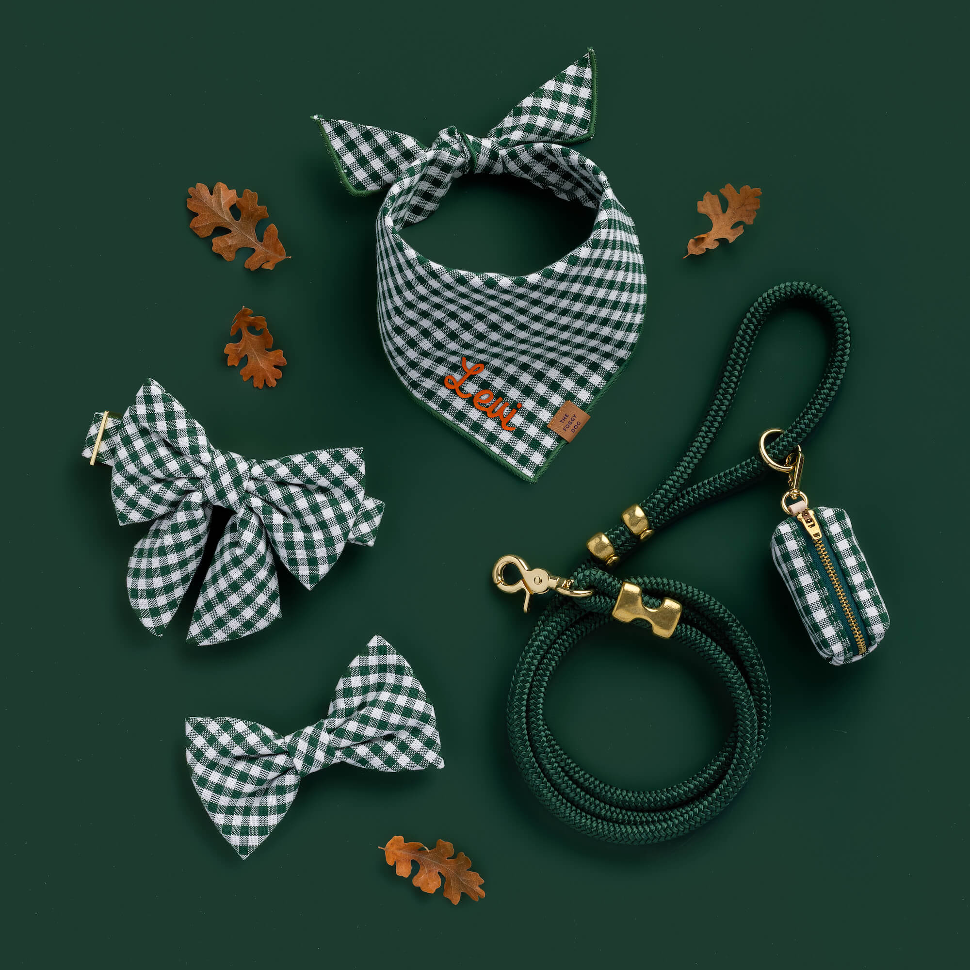 Evergreen Gingham Dog Bandana - Image 4