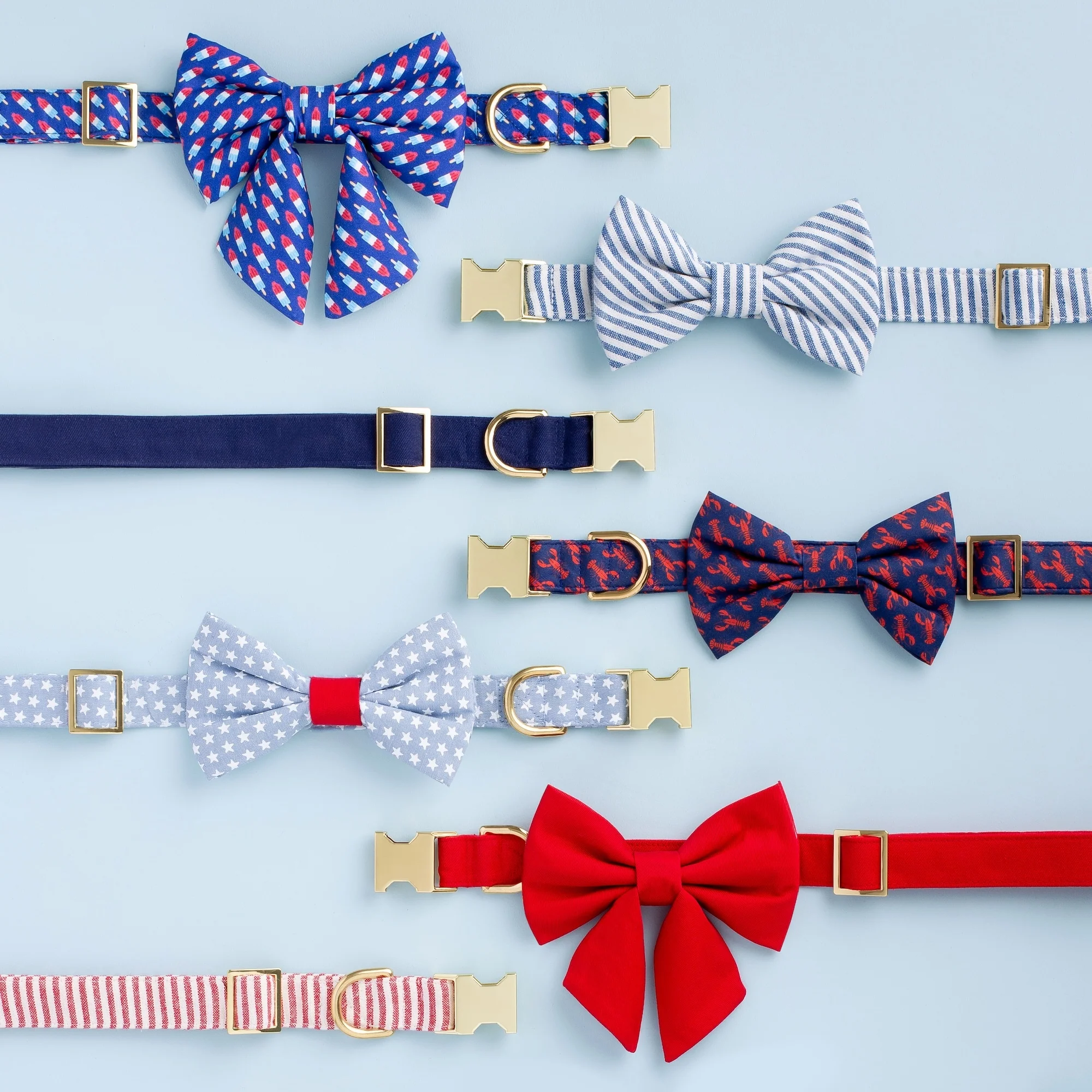 Lake Blue Stripe Bow Tie Collar - Image 8